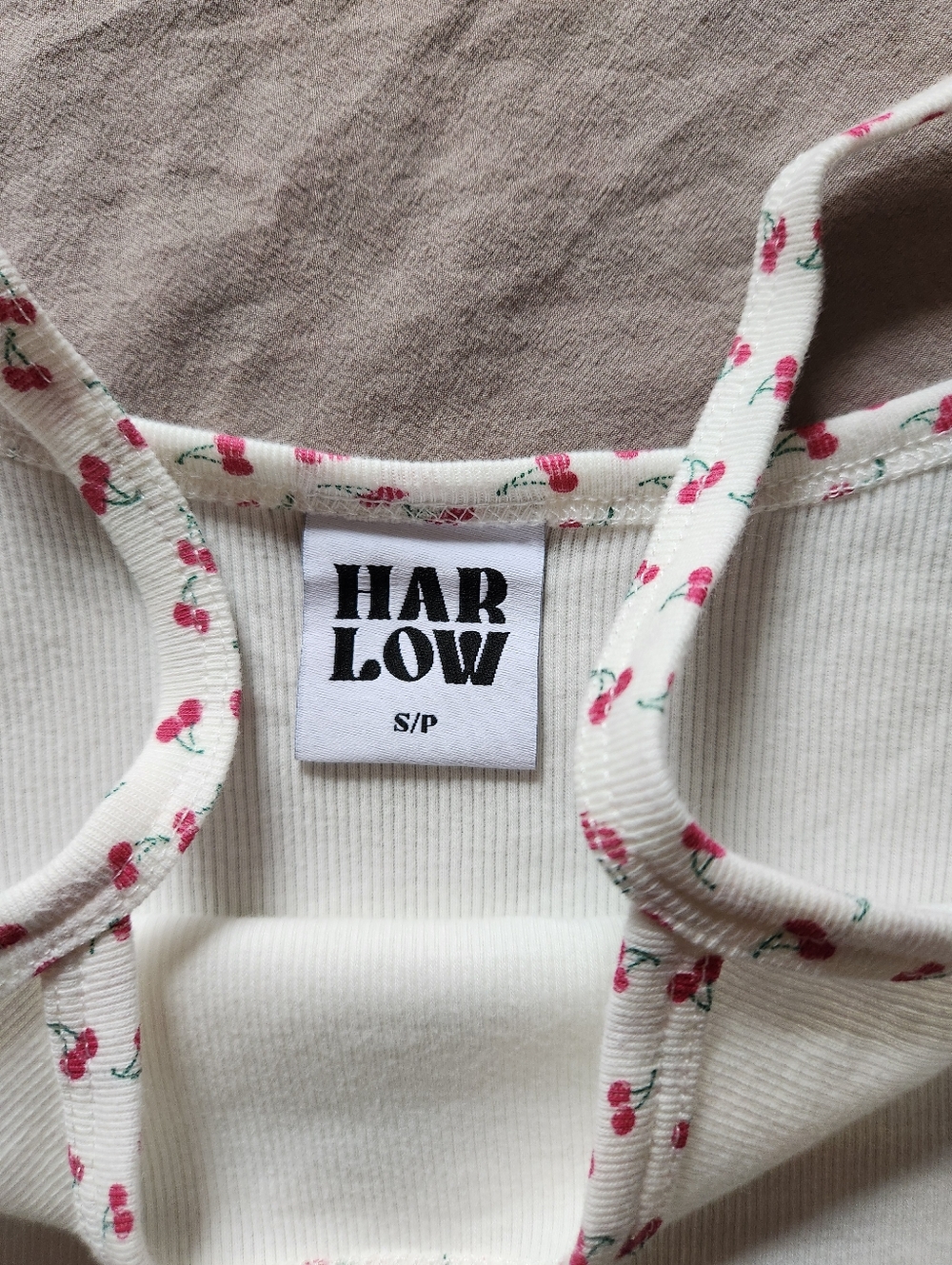 Harlow Cherry Patterned Ribbed Tank Top - Size Small - Picture 4 of 9